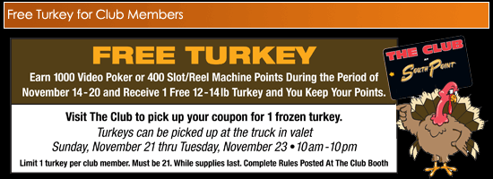 Free Turkey For Club Members