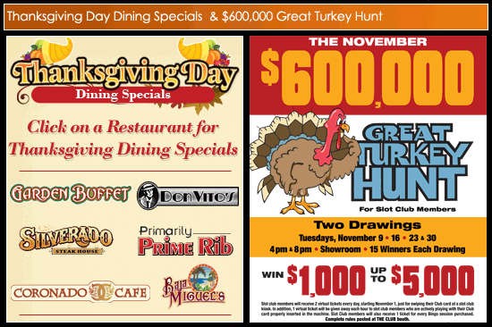 Thanksgiving Day Dining & Great Turkey Hunt